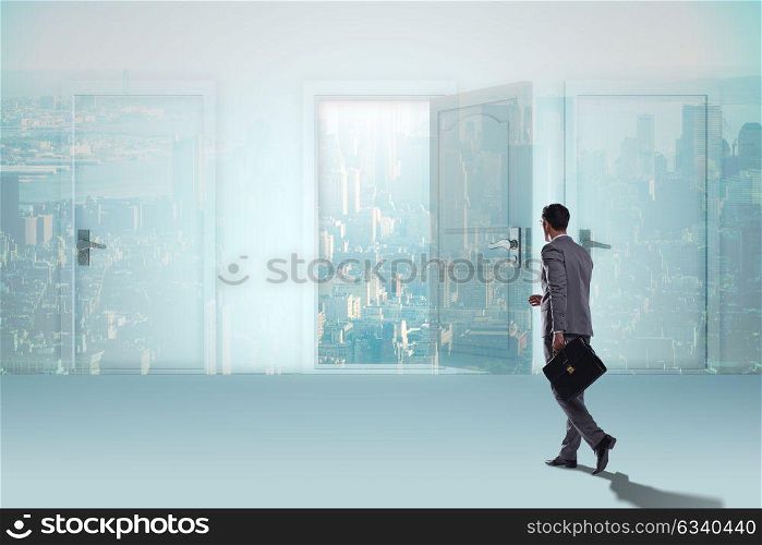 Businessman facing many business opportunities. The businessman facing many business opportunities