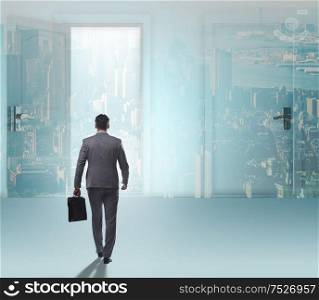 Businessman facing many business opportunities. The businessman facing many business opportunities