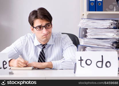 Businessman failing to deliver his to-do list