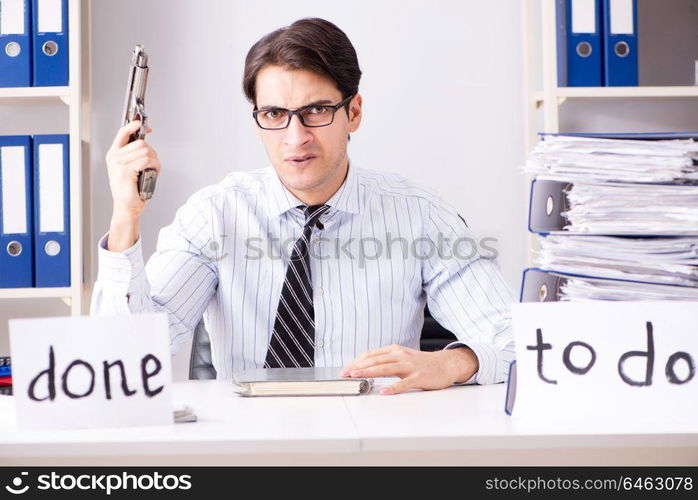 Businessman failing to deliver his to-do list