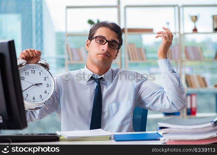 Businessman failing to meet the deadline. The businessman failing to meet the deadline