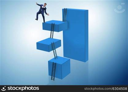 Businessman falling from high block in failure concept