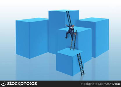 Businessman falling from high block in failure concept. The businessman falling from high block in failure concept