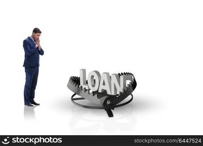 Businessman falling into the trap of loan credit