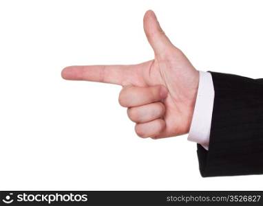 businessman finger show course, isolated on white