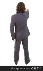 businessman from the back pointing, full body, isolated