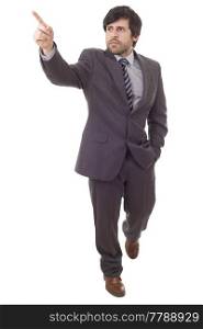businessman full body pointing isolated on white background