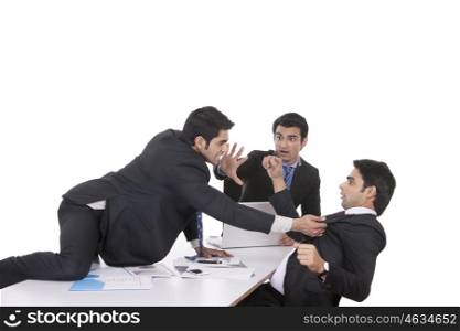 Businessman getting violent with fellow businessman