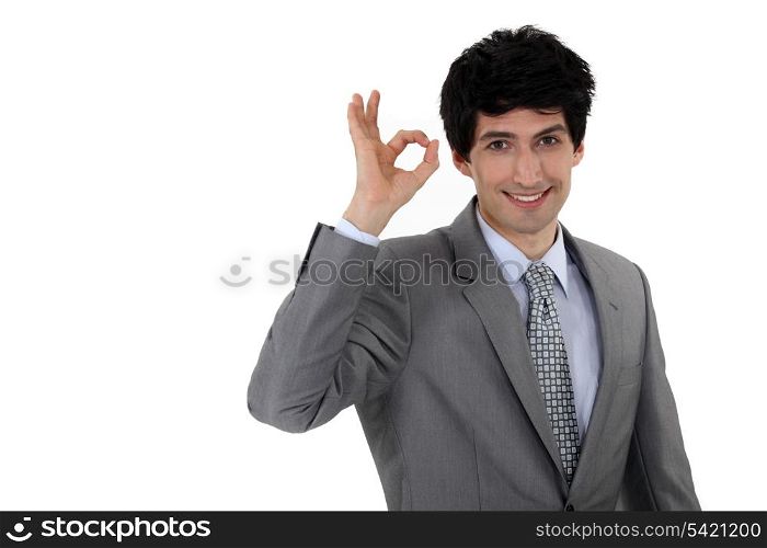 Businessman giving the a-ok sign