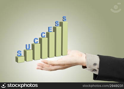 businessman hand and success graph