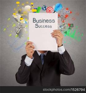 businessman hand show book of success business as concept