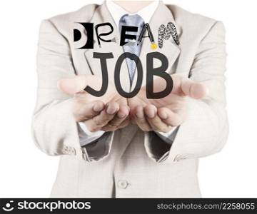 businessman hand show design words DREAM JOB as concept