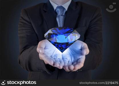 businessman hand show diamond as business chart concept