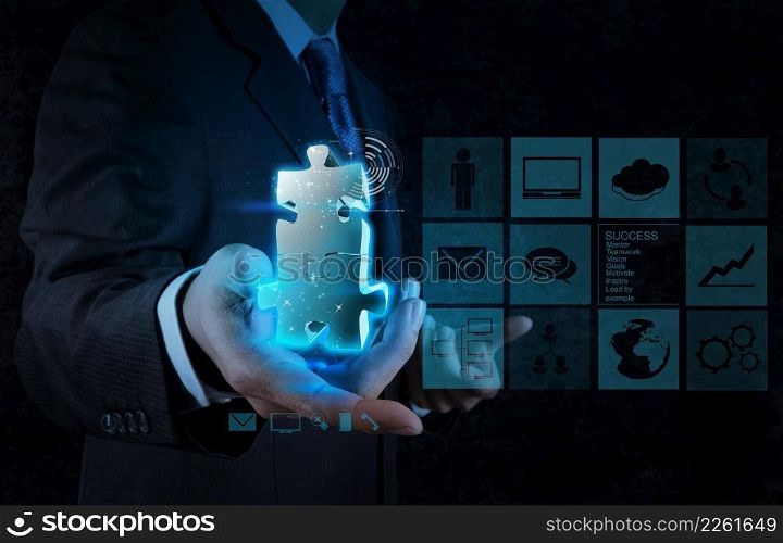 businessman hand showing partnership sign as concept