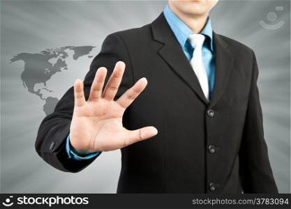 businessman hand touching screen