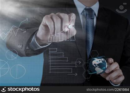 businessman hand working on modern technology business