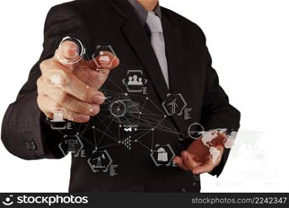 businessman hand working with logistics technology concept