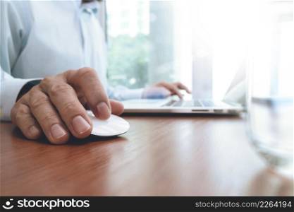 businessman hand working with modern technology as business strategy concept