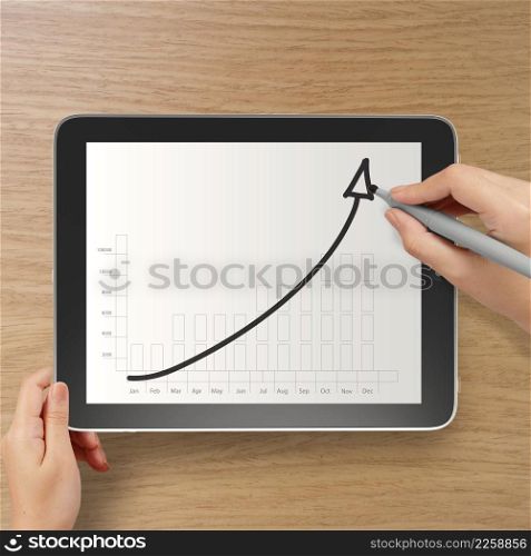 businessman hand working with new modern tablet computer and business strategy as concept