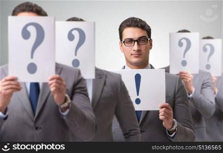 Businessman having answer to many questions