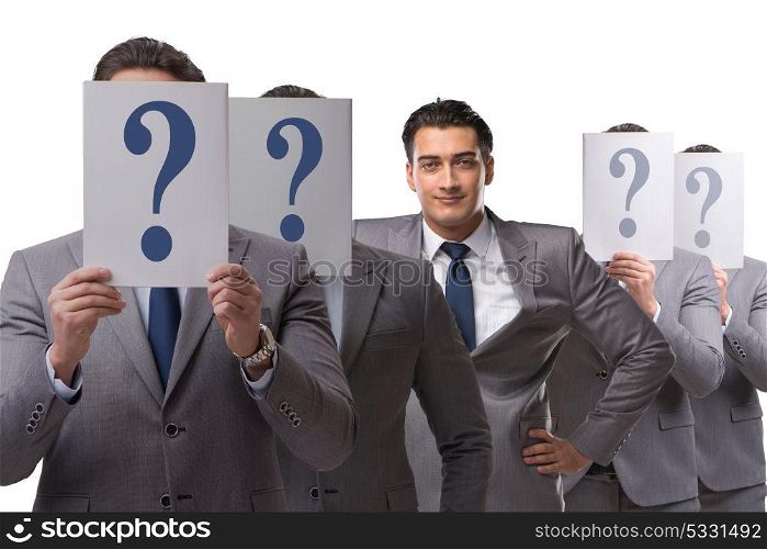 Businessman having answer to many questions