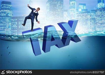 Businessman having problems with paying taxes