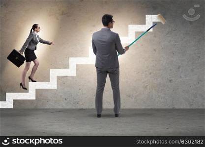 Businessman helping colleague to progress in career ladder. The businessman helping colleague to progress in career ladder