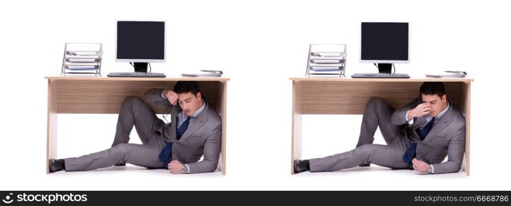 Businessman hiding in the ofice