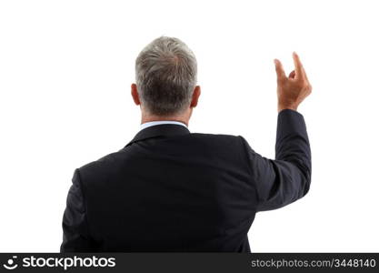 Businessman holding an invisible object