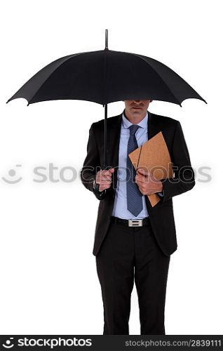 businessman holding an umbrella