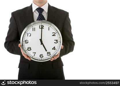Businessman Holding Clock