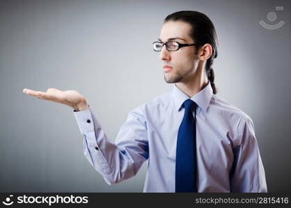 Businessman holding empty hands