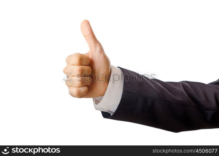 Businessman holding empty hands