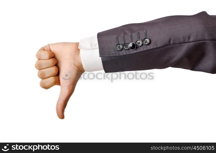Businessman holding empty hands
