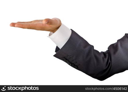 Businessman holding empty hands