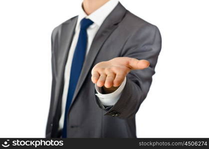 Businessman holding empty hands