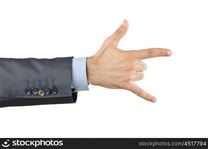Businessman holding empty hands