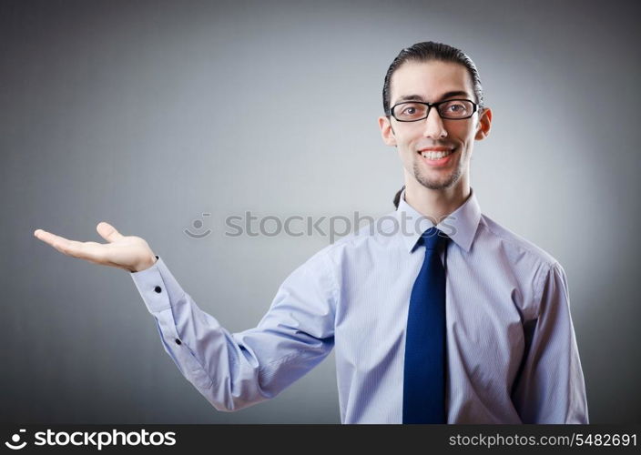 Businessman holding empty hands