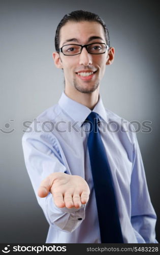 Businessman holding empty hands