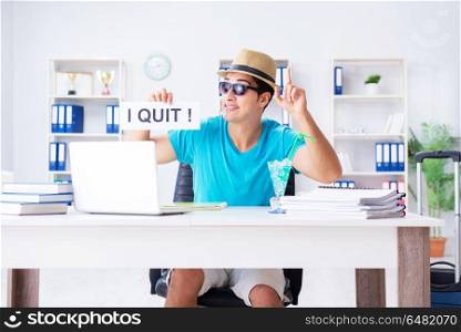 Businessman holding message in office