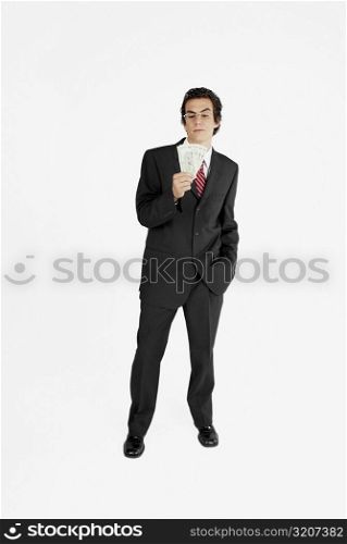 Businessman holding paper currency