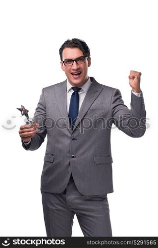 Businessman holding star award in business concept