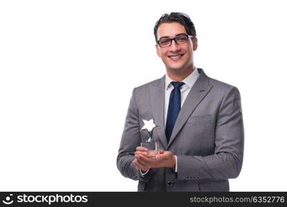 Businessman holding star award in business concept