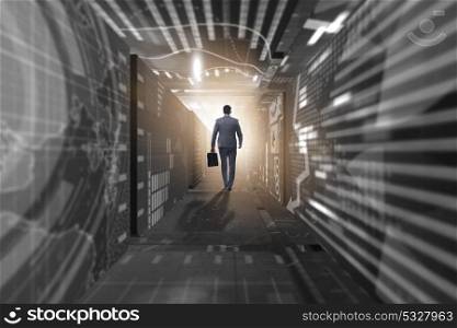 Businessman in abstract business concept