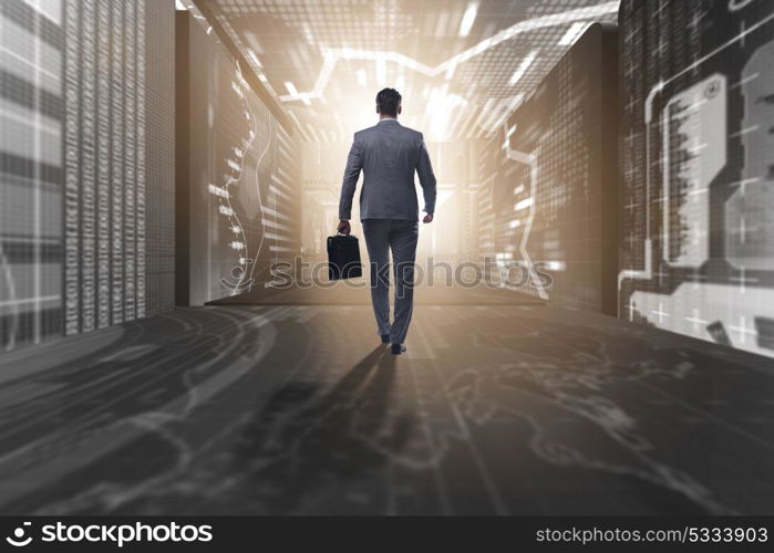 Businessman in abstract business concept