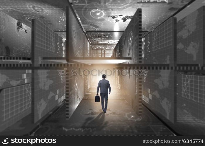 Businessman in abstract business concept