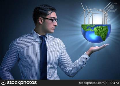 Businessman in alternative energy concept