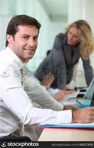 Businessman in an office meeting