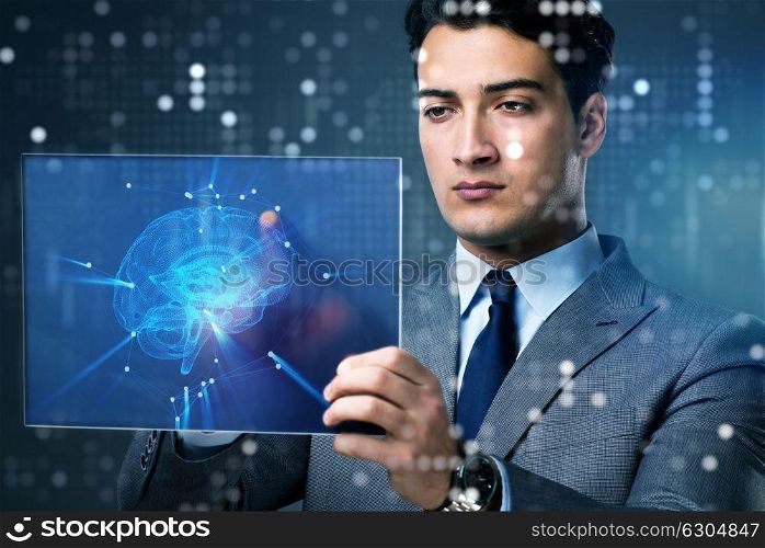 Businessman in artificial intelligence concept