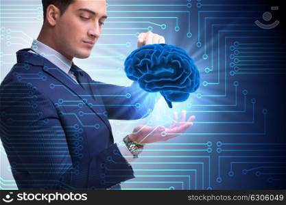 Businessman in artificial intelligence concept